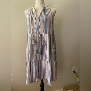 Tommy Bahama Striped Midi Dress in White, Blue & Pink
